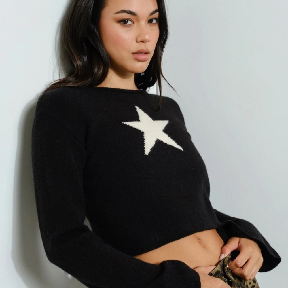 NEW!! by Pretty Garbage Star Knit Top - Black - Sizes S,M & L Available!! - Picture 5 of 6
